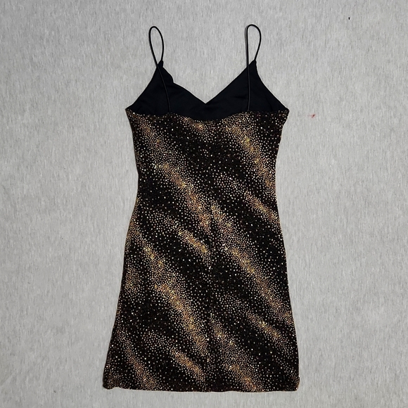 Vintage Sparkly Mini Little Black Party Spaghetti Strap Tank Dress - Picture 8 of 11
